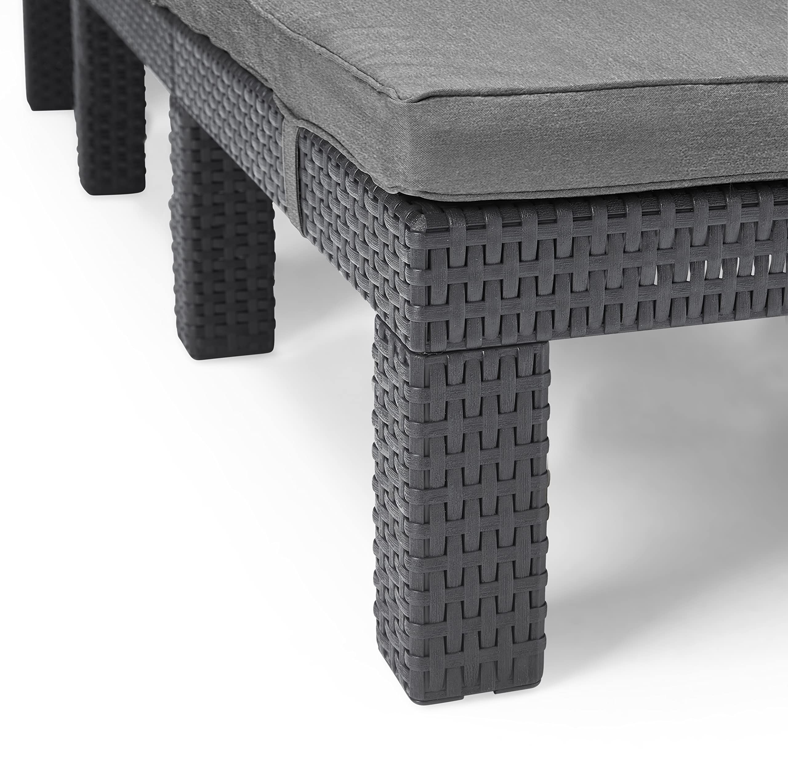 Allibert by Keter Daytona Deluxe Outdoor Garden Sun lounger - Graphite with Grey Cushions